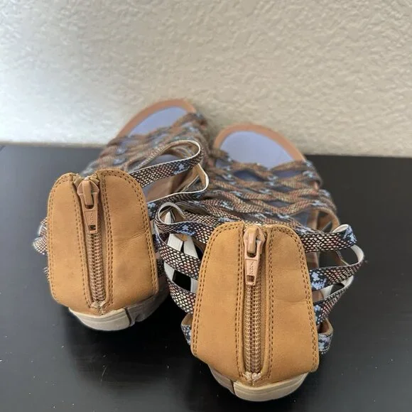 Baretraps Samina Women’s Gladiator Sandals Size 8 Tan And Blue Shoes Strappy Zip - Picture 6 of 8